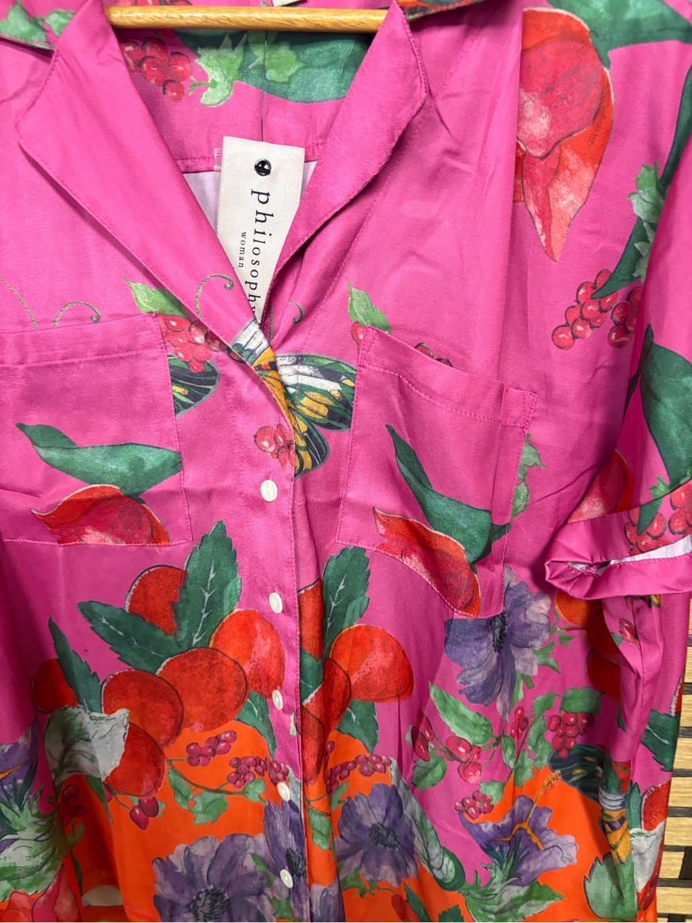 Philosophy Pink Button Up Shirt Size 1X - Picture 4 of 9